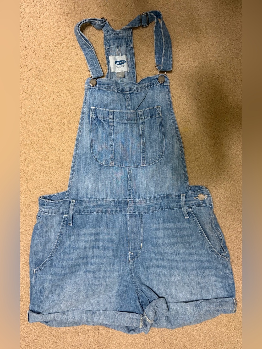 100% Cotton Old Navy Light Blue Denim Short Overalls